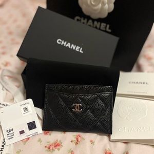 NWT Chanel Caviar Card holder Silver Hardware